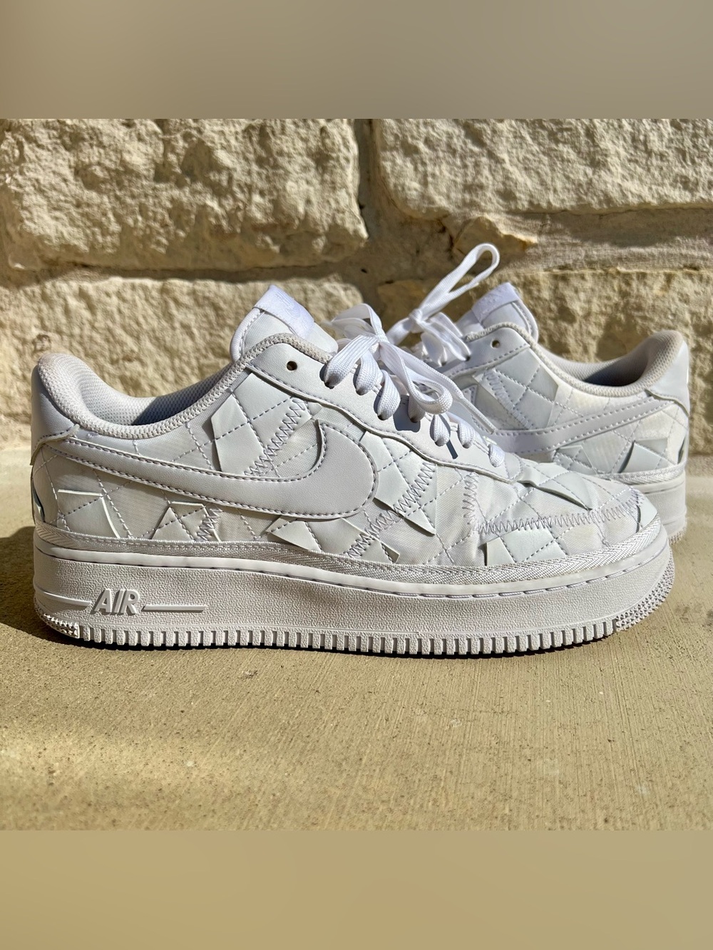 Billie Eilish x Nike Air Force 1 Low Triple White Patchwork Quilted SZ 10 / 11.5